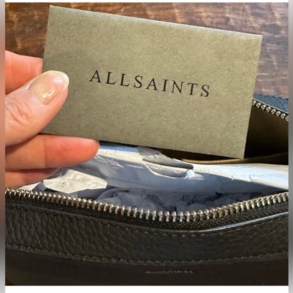 ALLSAINTS Captain Storm Black Color Leather Square Crossbody Bag - Picture 3 of 9